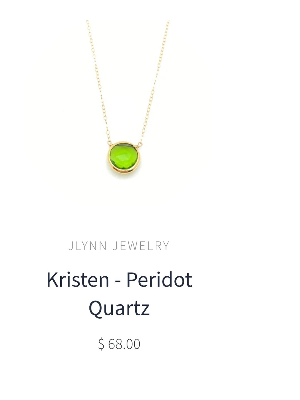 J LYNN JEWELRY  August Kristen Peridot Necklace Gold